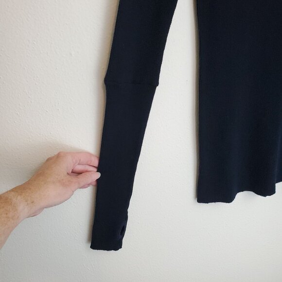 Enza Costa Cashmere thermal Long Sleeve Cuffed Crew in Cadet - Picture 5 of 14